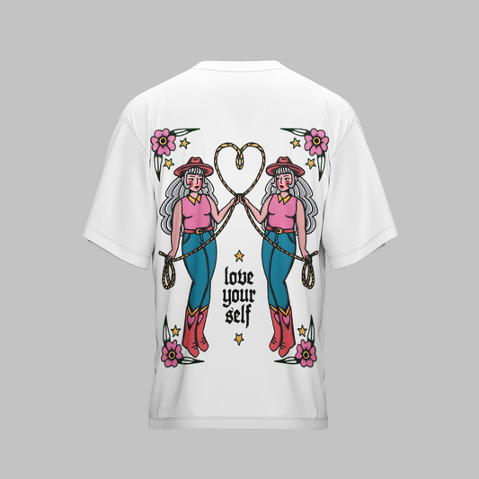 COWGIRL X WHITE UNISEX OVERSIZED TSHIRT