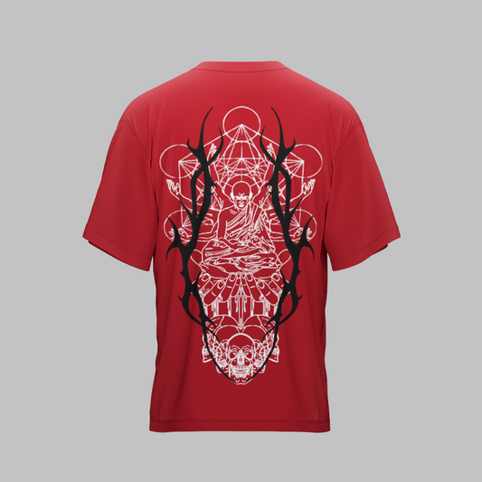 GLYPH MONK X RED UNISEX OVERSIZED TSHIRT