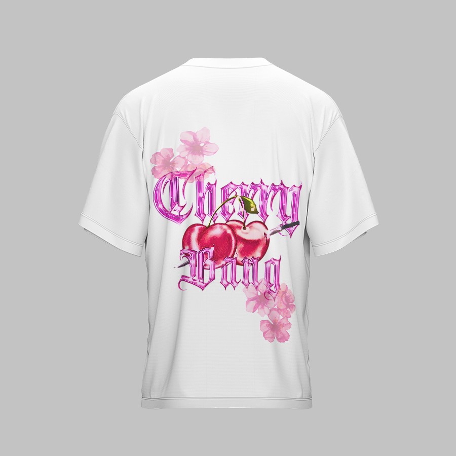 CHERRY BANG X WHITE UNISEX OVERSIZED TSHIRT